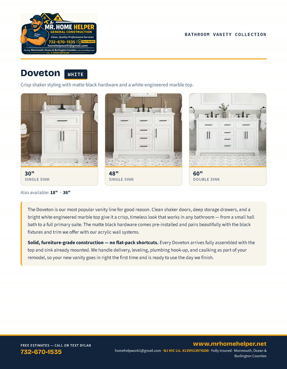 Catalog page 16 — Doveton White vanities