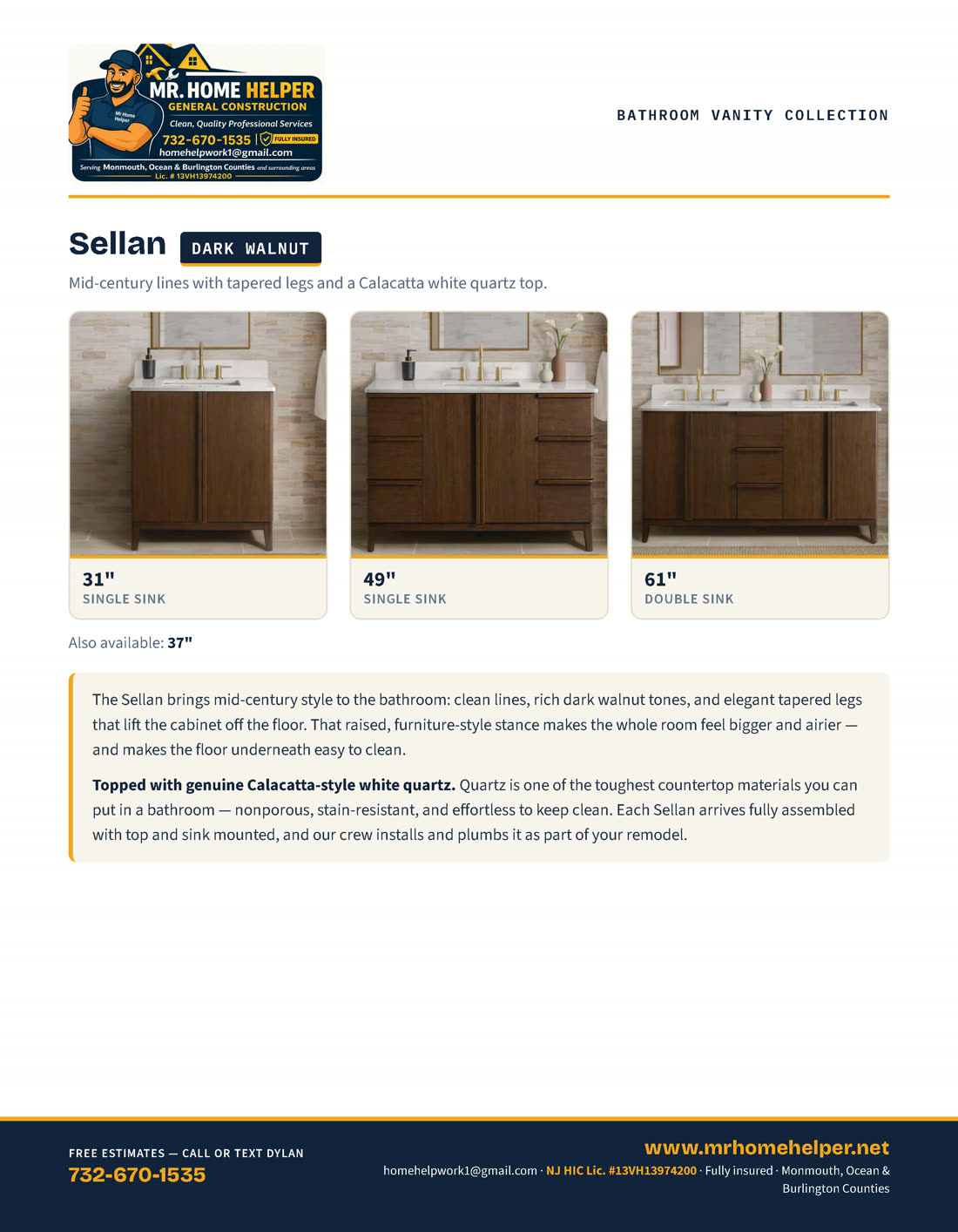 Catalog page 21 — Sellan Dark Walnut vanities