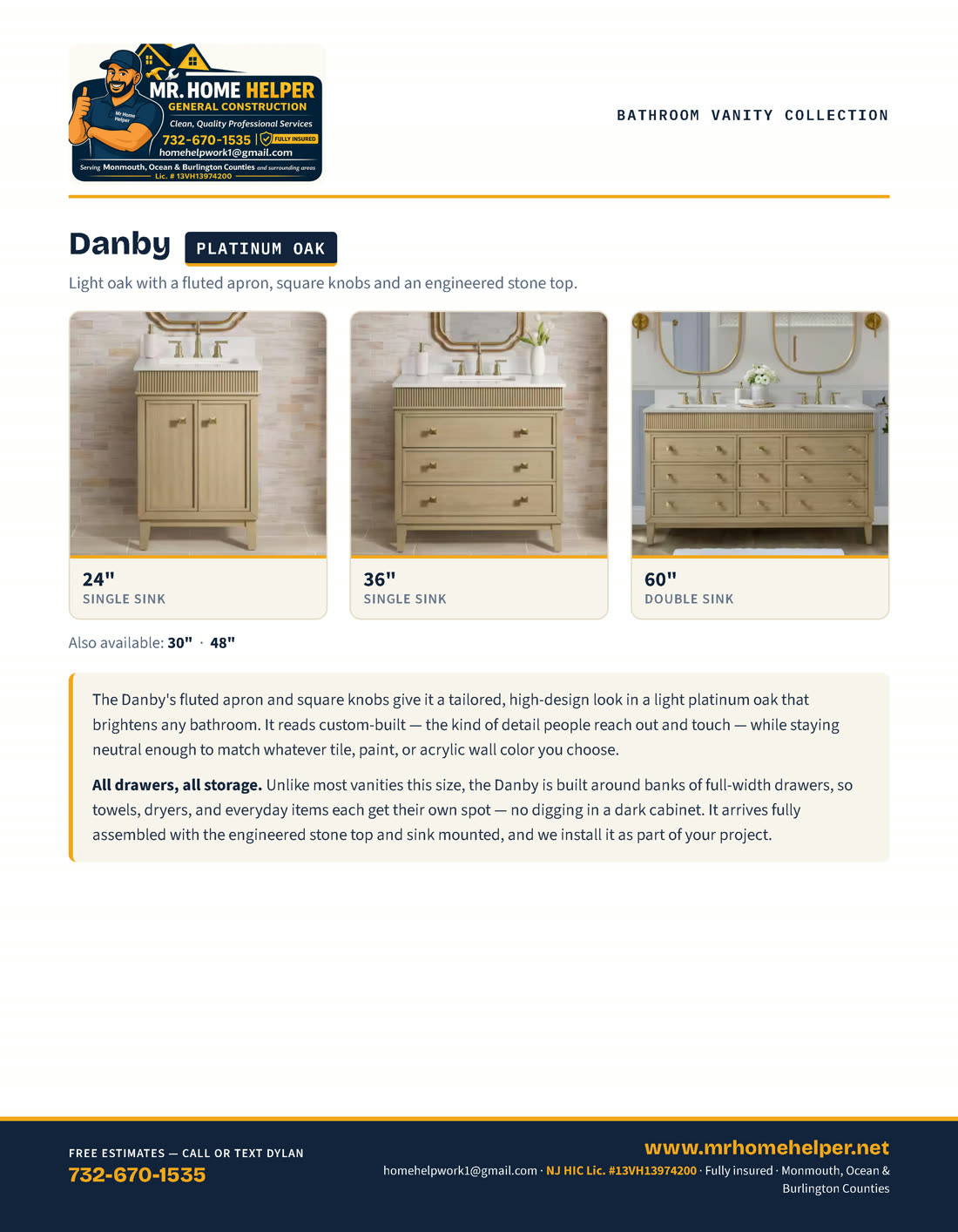 Catalog page 22 — Danby Platinum Oak vanities