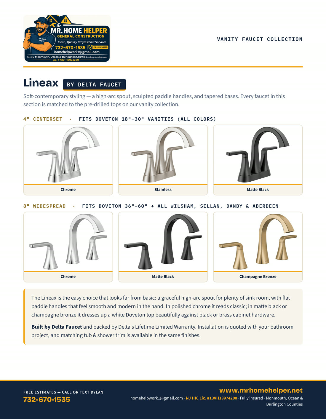 Catalog page 24 — Lineax vanity faucets