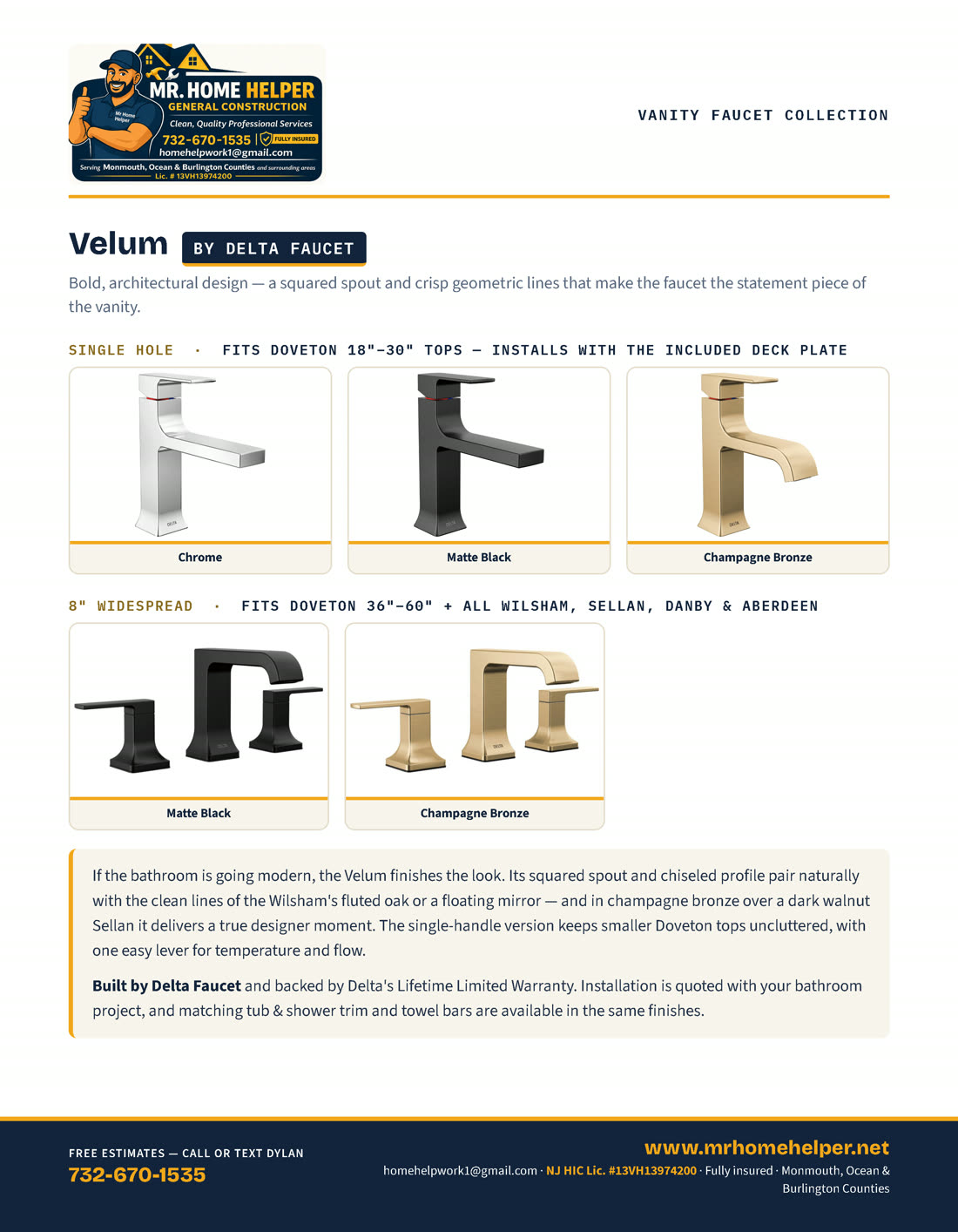 Catalog page 25 — Velum vanity faucets