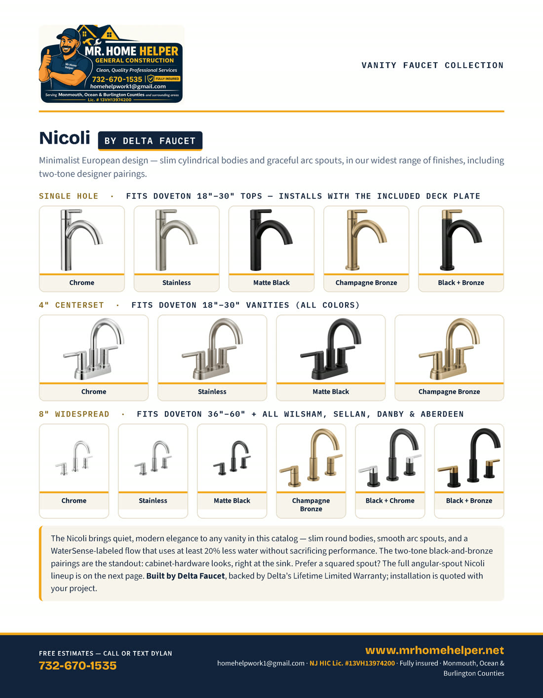 Catalog page 26 — Nicoli vanity faucets