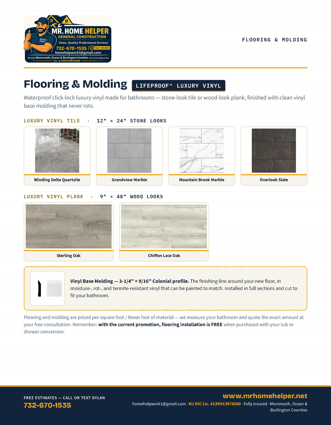 Catalog page 28 — Waterproof flooring and molding