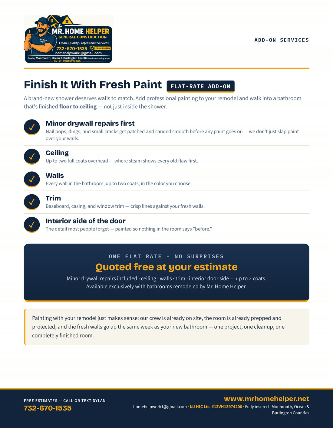 Catalog page 30 — Flat-rate bathroom painting add-on
