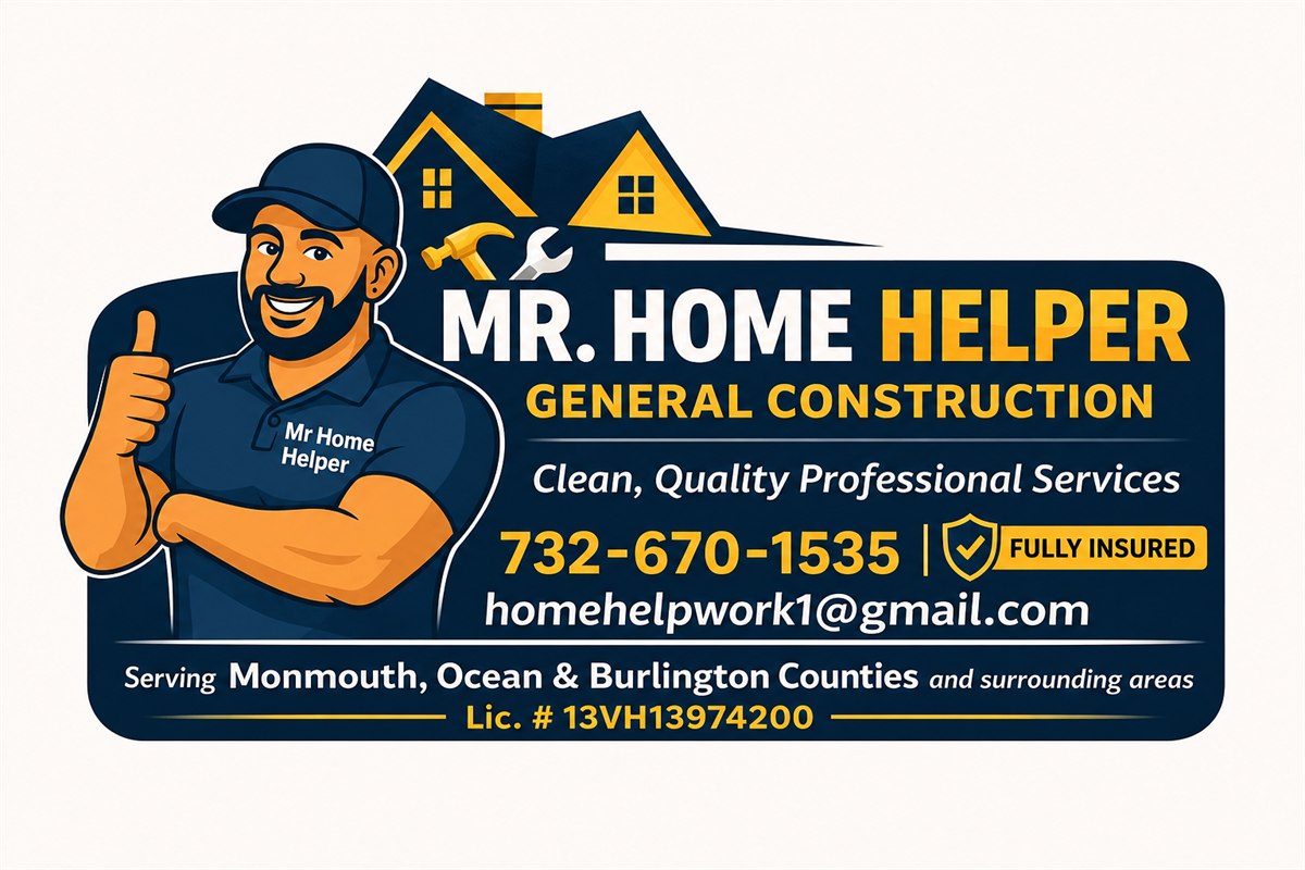 Mr. Home Helper General Construction. Clean, quality professional services. Fully insured.